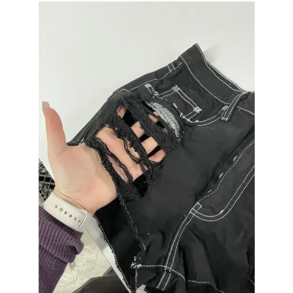 Carmar Shorts Womens 25 Black High Rise Distressed Denim Cutoff Made USA 0115228 - Picture 8 of 8